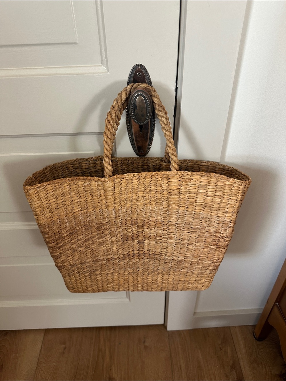 Woven Water Hyacinth Straw Tote Bag Basket Market Boho Large